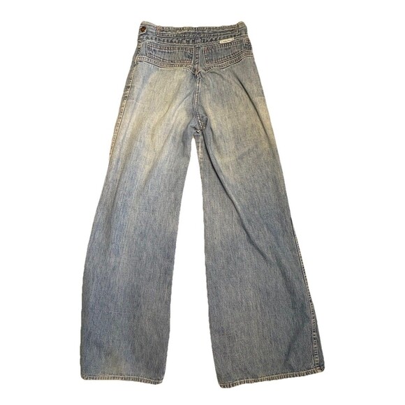 VINTAGE PlushBottoms Denim Jeans Flare Leg 70's Mod Boho FLAW - Picture 4 of 10